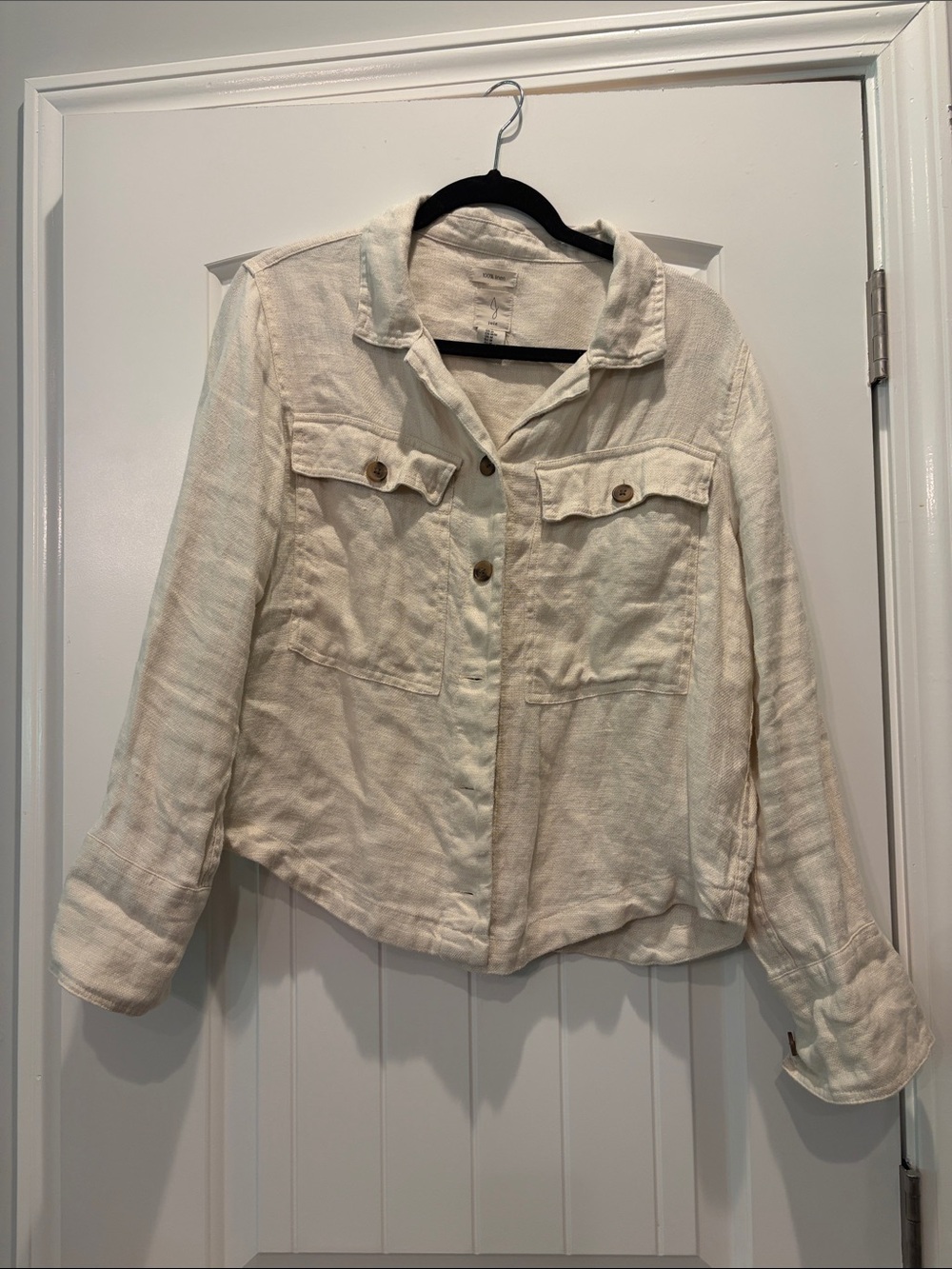 Joie Cream Button-Front Jean Jacket
